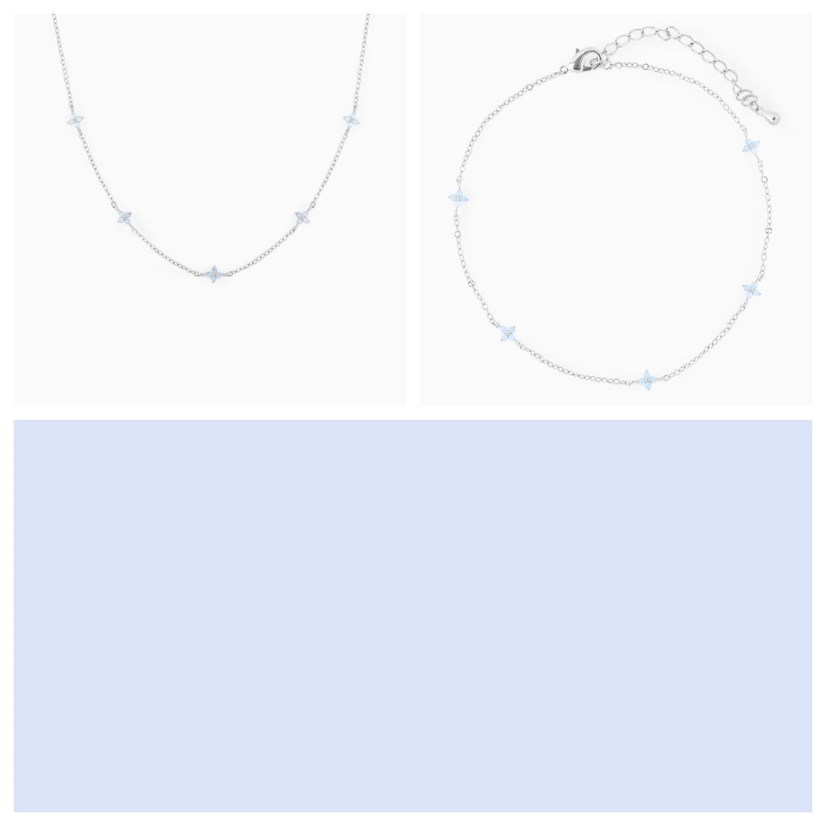 Exquisite Gold Plated Blue Flower Necklace