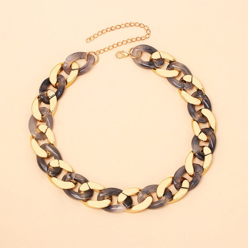 Trendy Cold Wind Resin Stacked Clavicle Chain