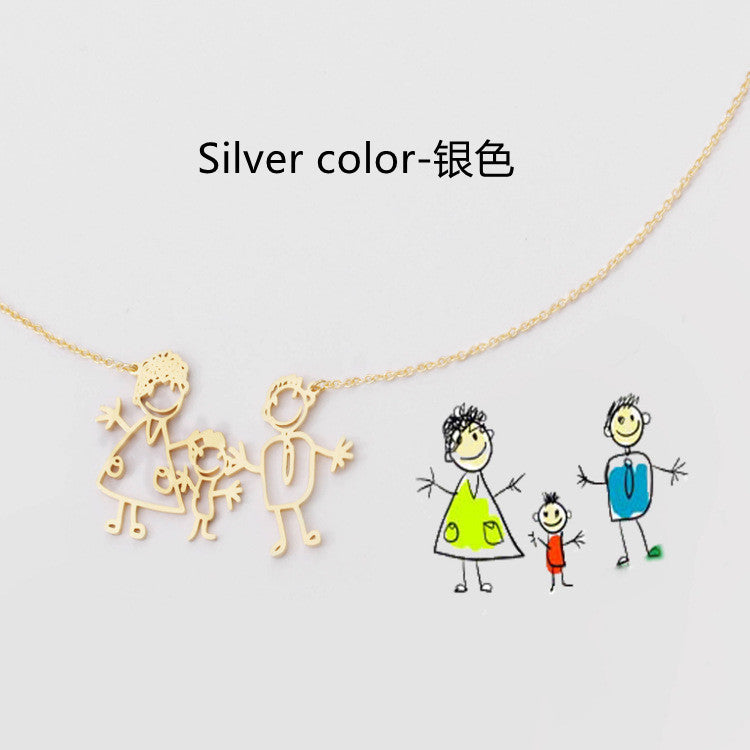 Children's Artwork Personalized Keychain Pendant