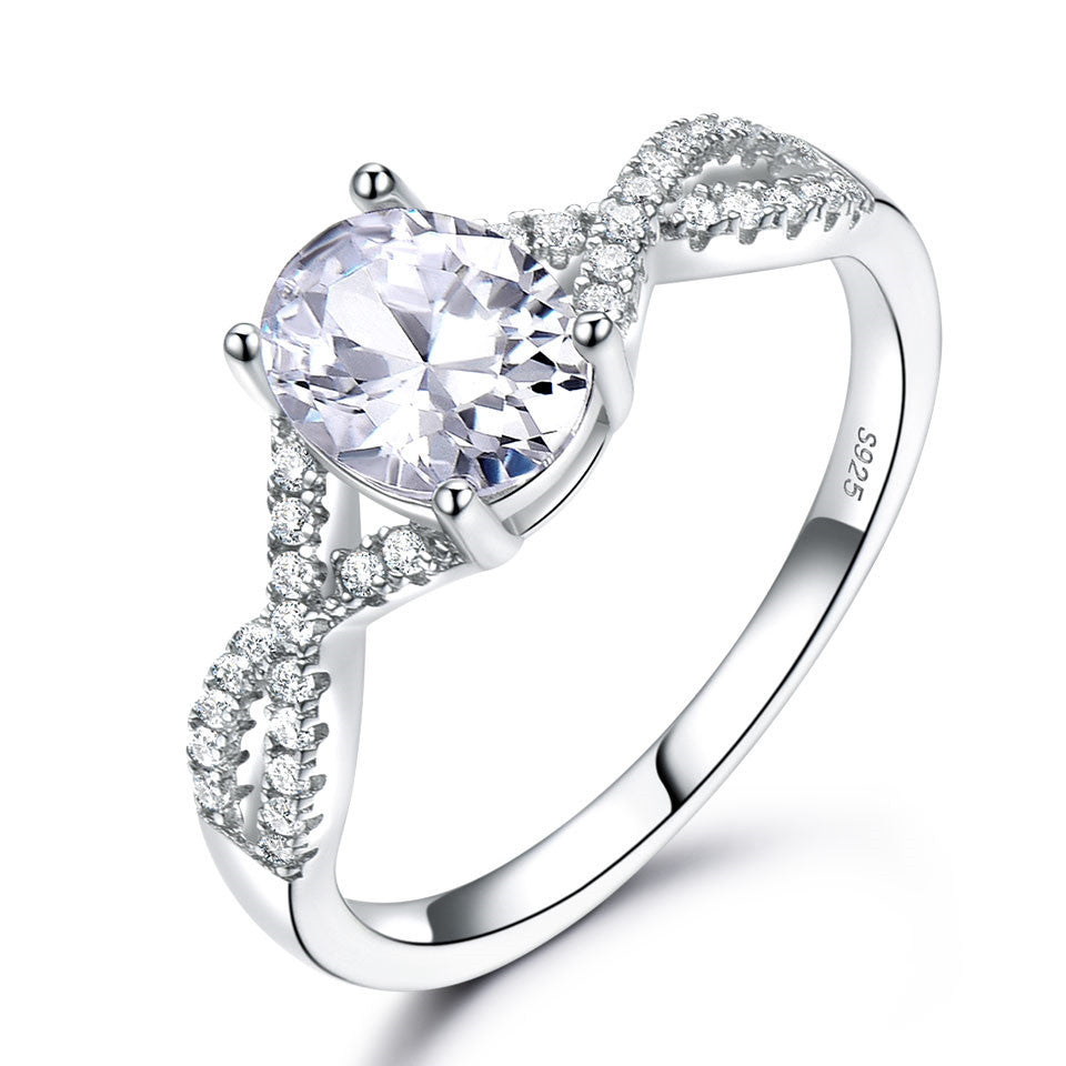 Sterling Silver Oval Nano Morganite Ring