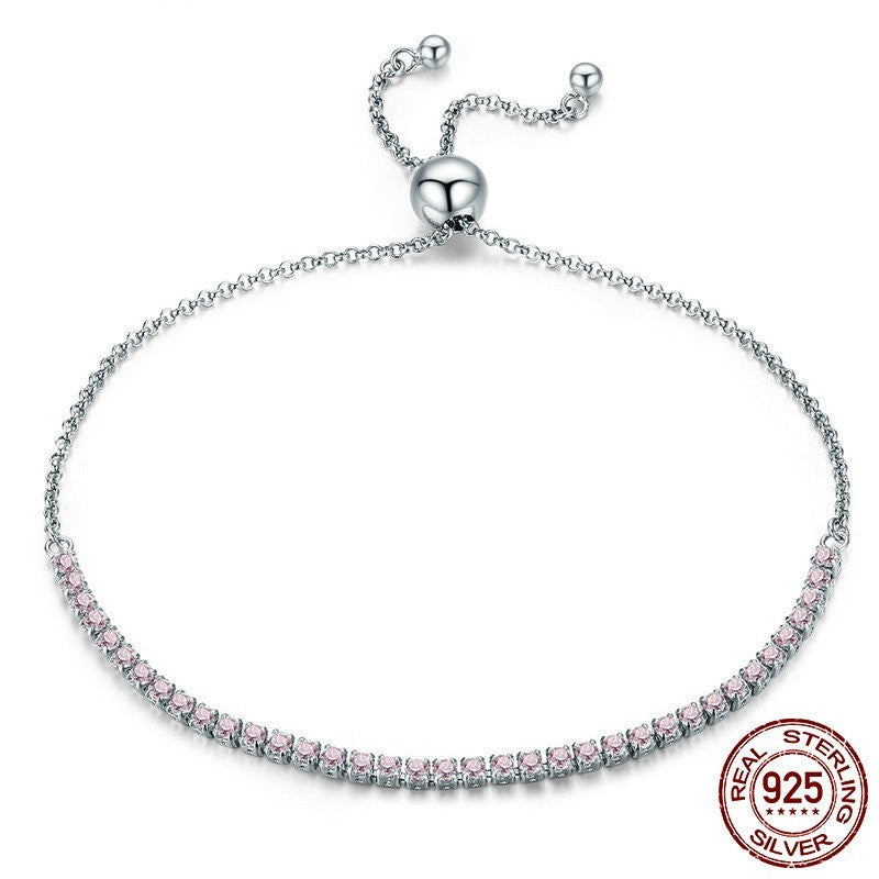 Adjustable Tennis Bracelet 925 Sterling Silver 5A Cubic Zirconia