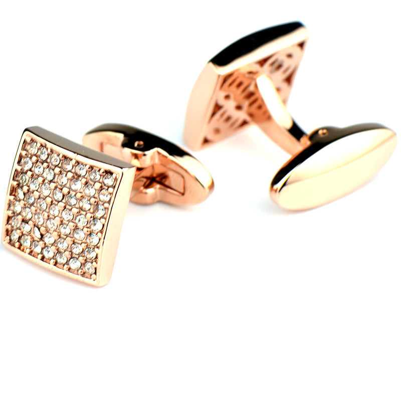 Full Diamond Precision Rose Gold French Cufflinks