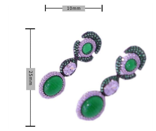 Vintage-Inspired Sterling Silver Floral & Faux Emerald Earrings