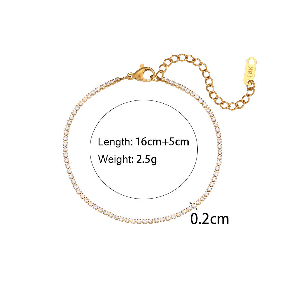 Sleek Gold-Plated Stainless Steel & Zircon Fashion Necklace and Bracelet