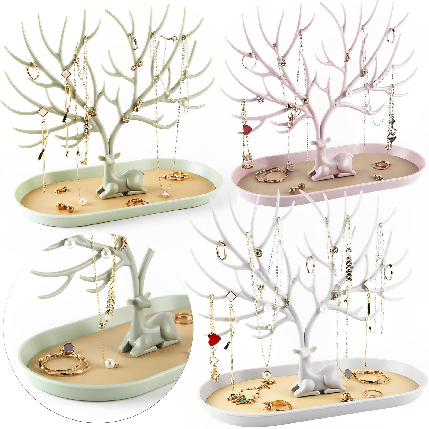 Antler Deer Jewelry Display Stand with Storage