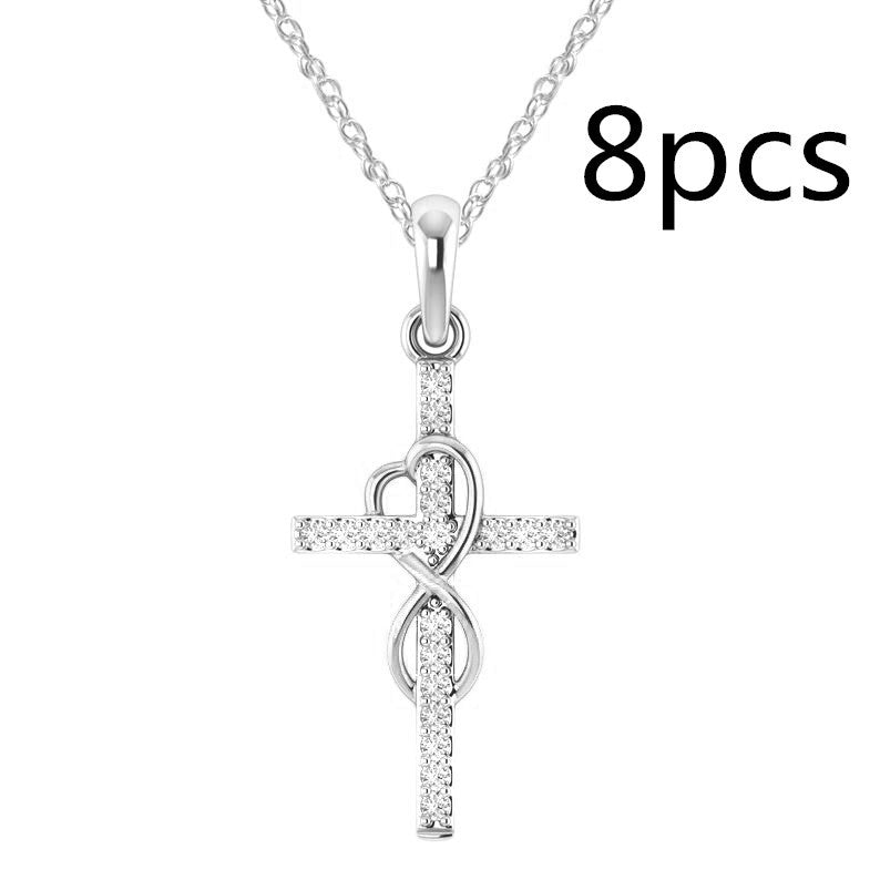 14K Gold Plated Cubic Zirconia Cross Necklace