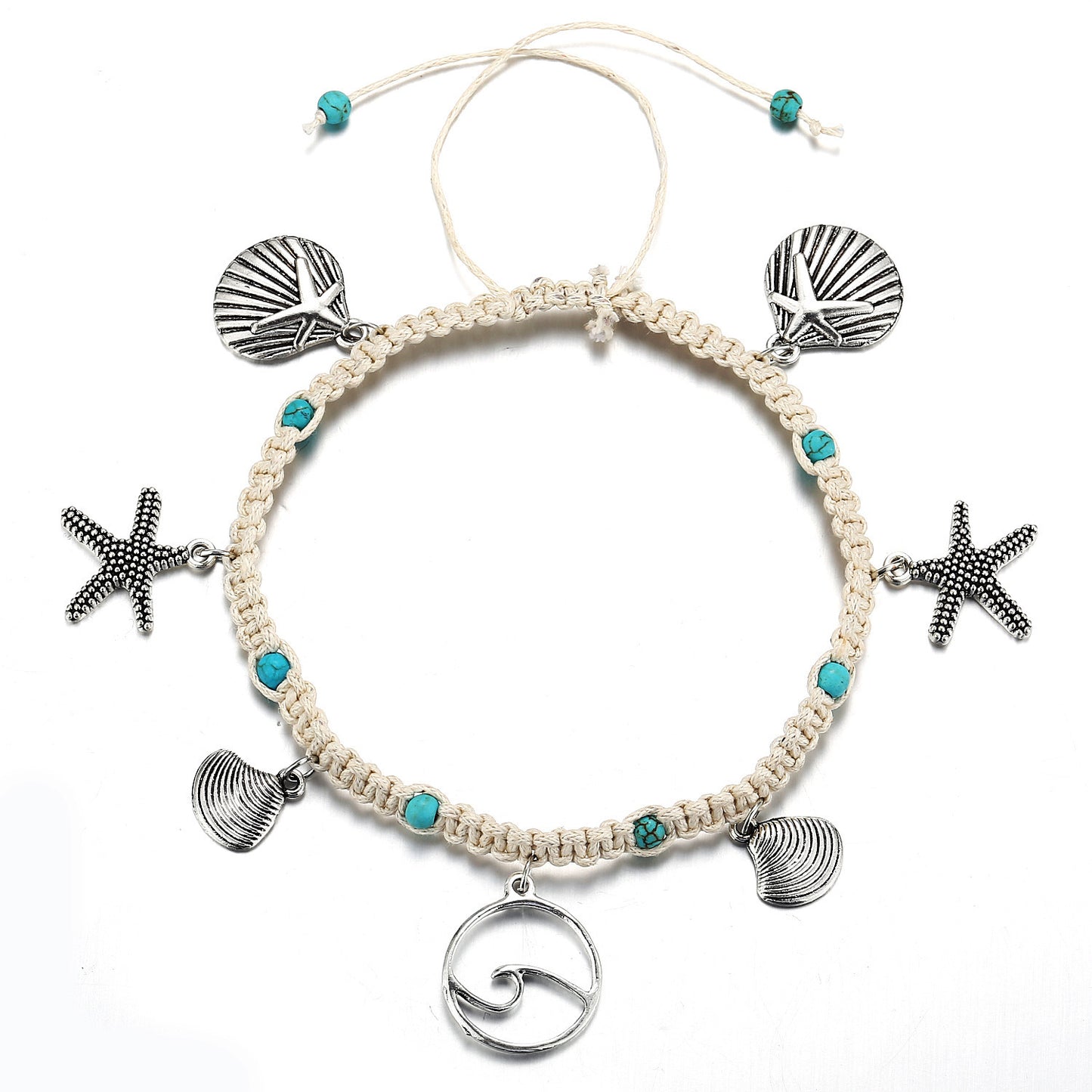 Simplicity Green Blue Color Starfish Anklet