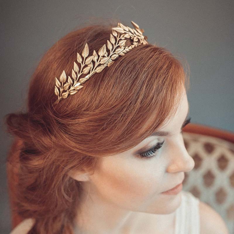 Elegant Golden Leaf Bridal Headband