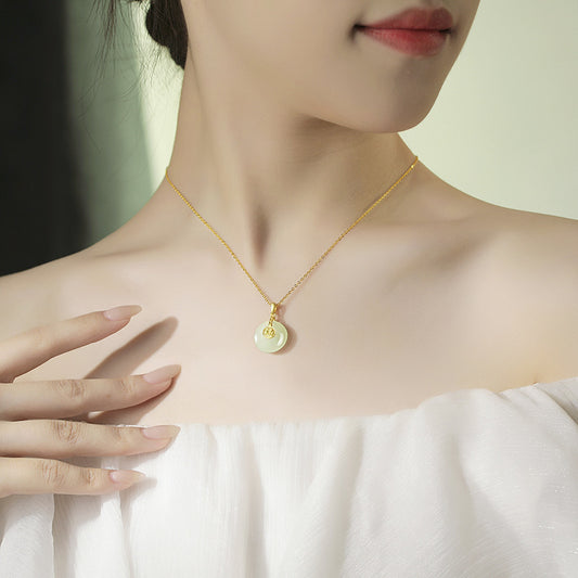 Nafu Peace Buckle Hetian Jade Necklace