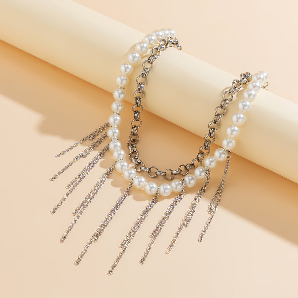 Multilayer Imitation Pearl Tassel Necklace