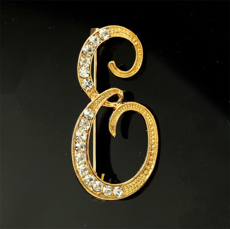 26 English Alphabet Brooch with Diamonds