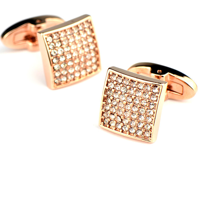 Full Diamond Precision Rose Gold French Cufflinks