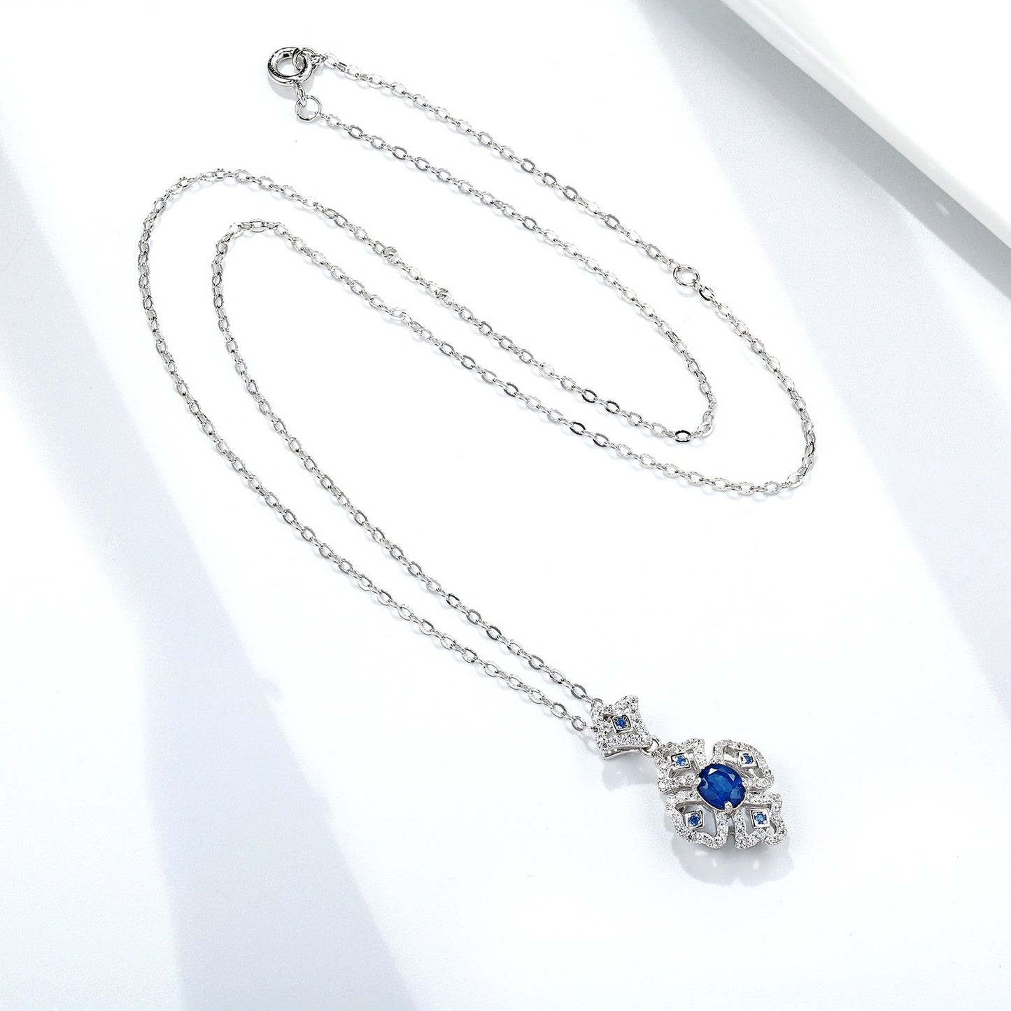 Retro Sapphire Pendant Necklace