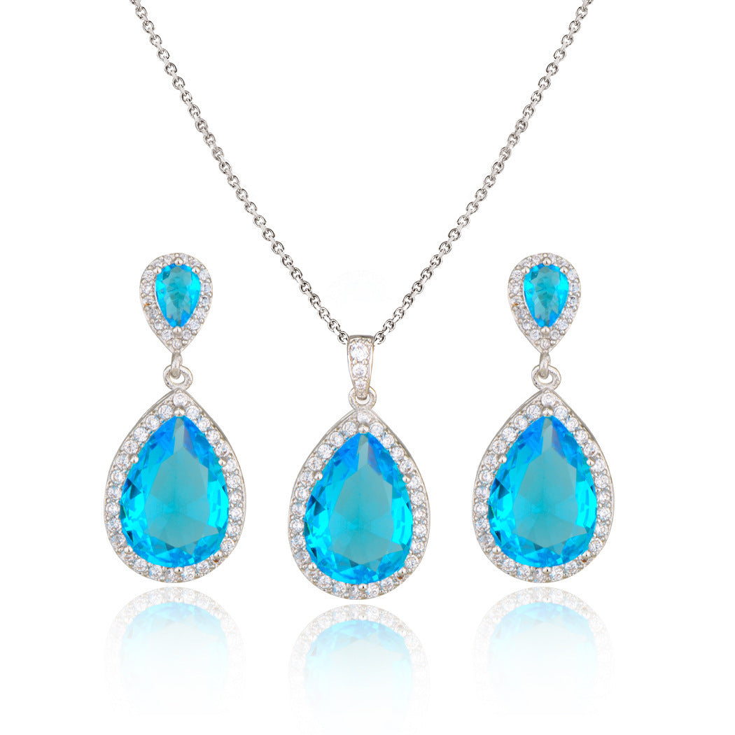 Graceful Zircon Water Drop Bridal Jewelry Set