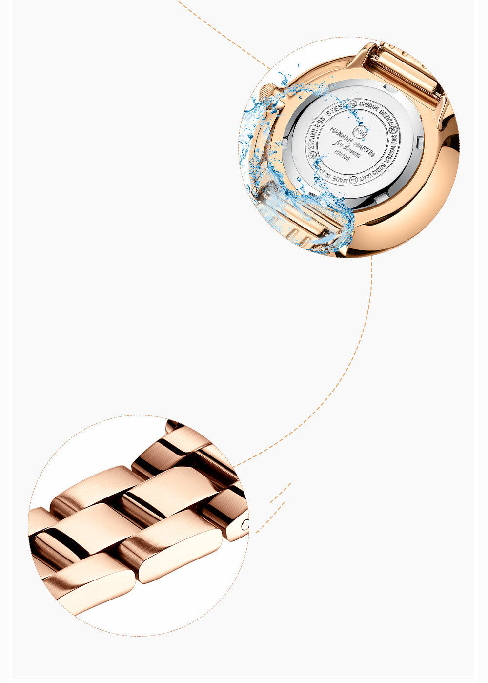 Stainless Steel Chain Double Snap Watch