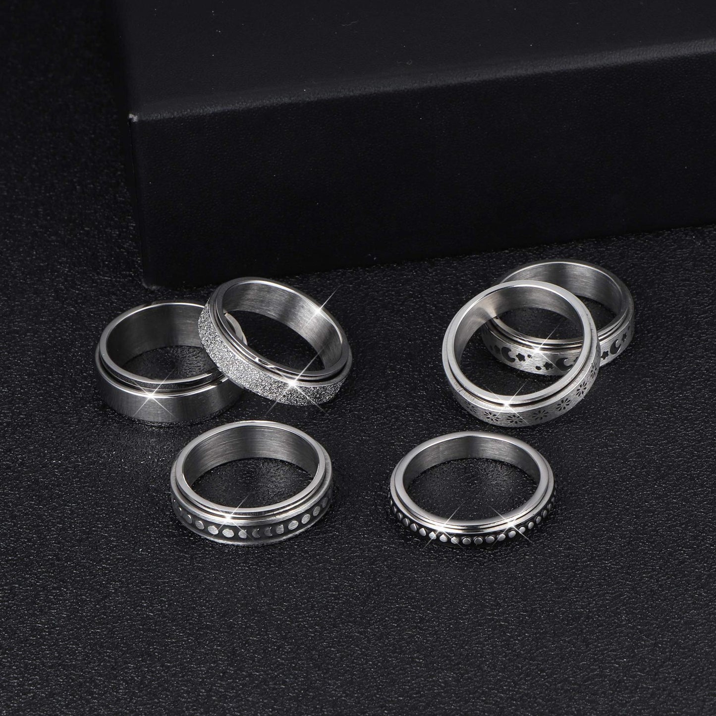 Stainless Steel Rotatable Spinner Ring for Anxiety Relief