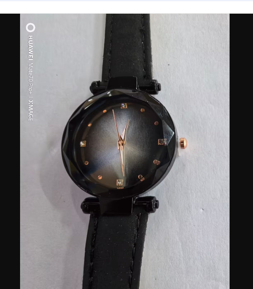 Dazzling Rose Gold Starry Sky Magnet Watch for Women