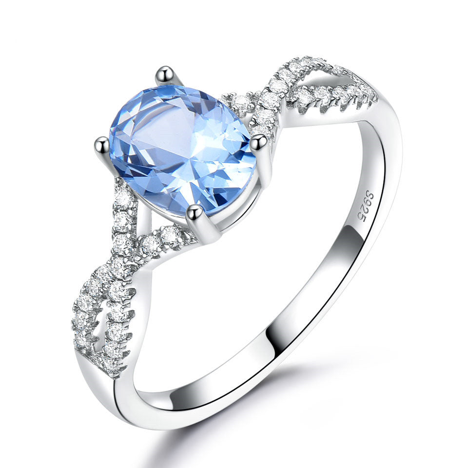 Sterling Silver Oval Nano Morganite Ring