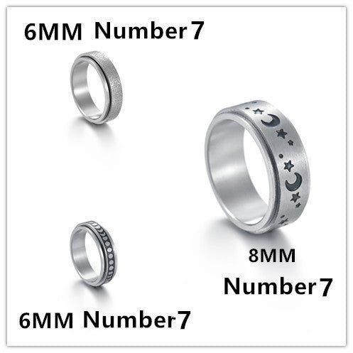 Rotatable Titanium Steel Star and Moon Ring