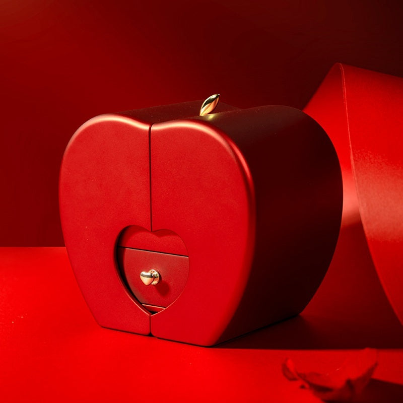 Red Apple Jewelry Box Set - Eternal Rose & Necklace Christmas Gift