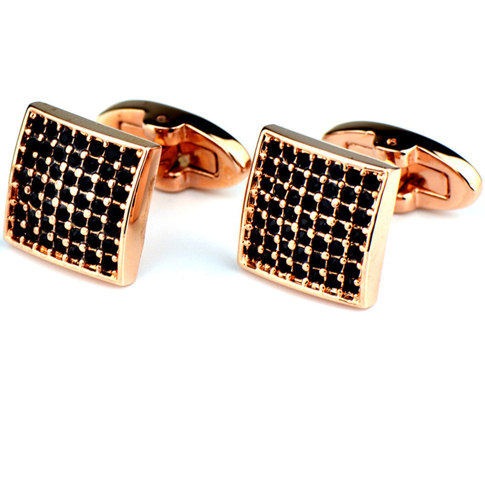 Full Diamond Precision Rose Gold French Cufflinks