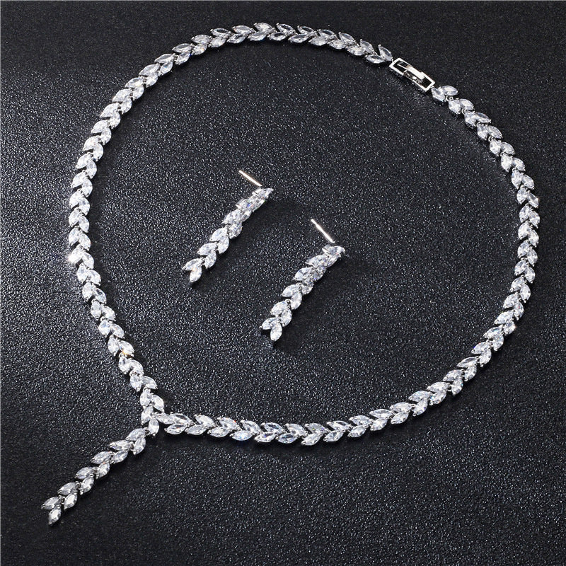 Exquisite Bride Wedding Earrings & Necklace Jewelry Set
