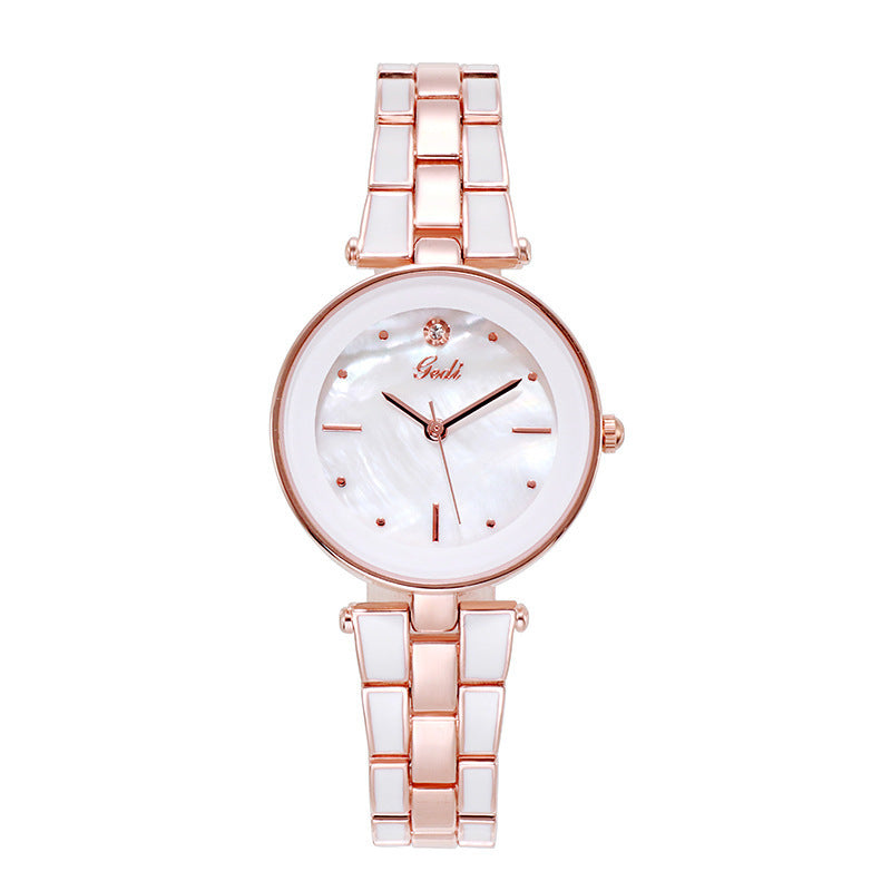 Elegant White Quartz Watch for Students & Fashion-Forward Women