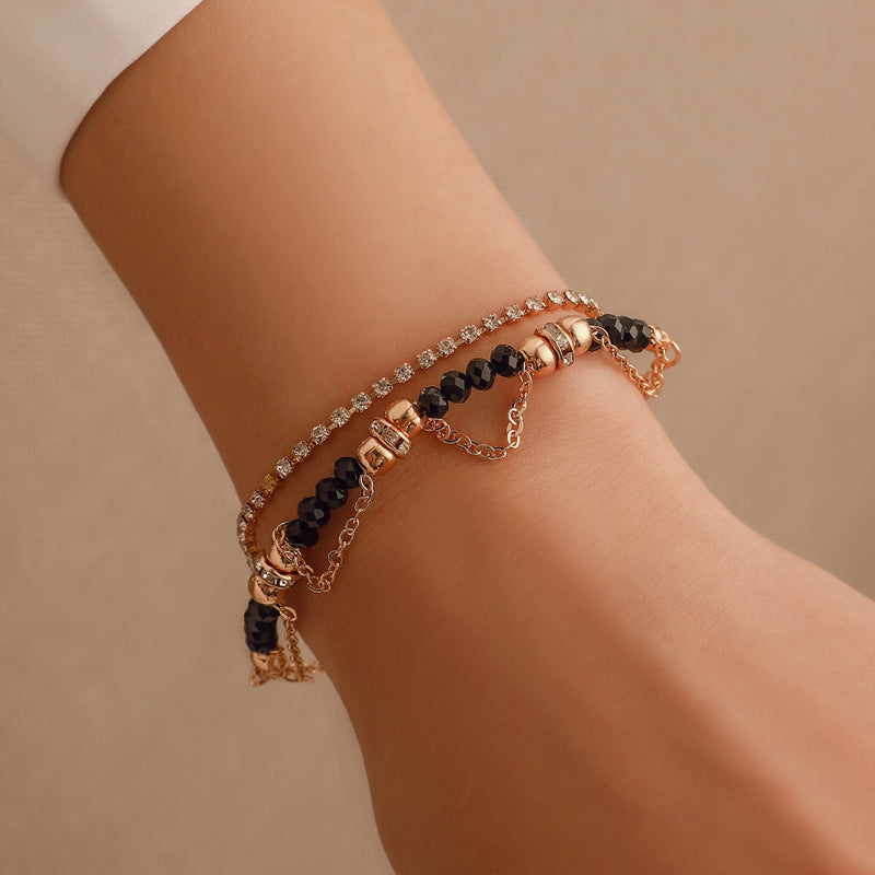 Bohemian Beaded Diamond Tassel Bracelet