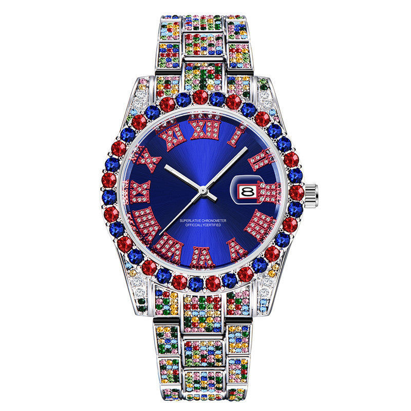 Vibrant Diamond Accent Hip Hop Watch
