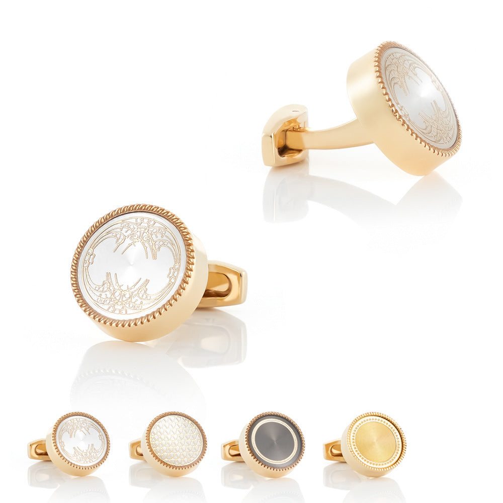Men's Round Enamel Cufflinks