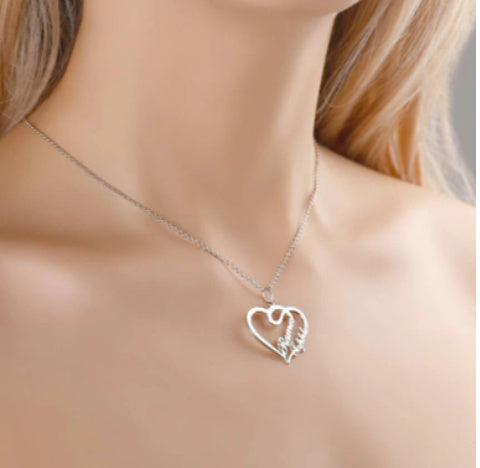 Custom Merged Double Heart Name Necklace