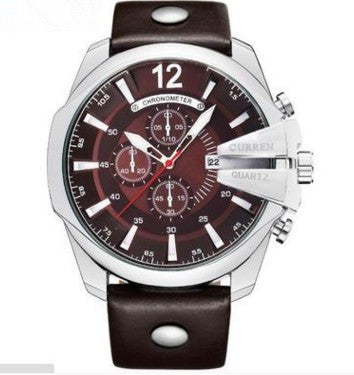 Fashionable Large Dial Decorated Three-Eye Men's Watch