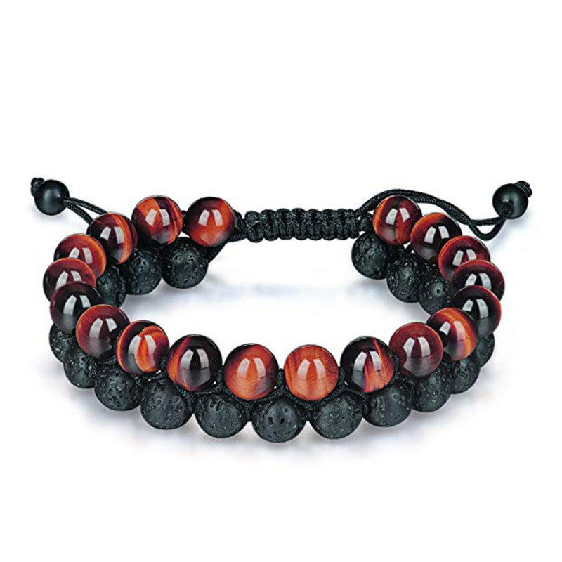 Striking Tiger Eye & Matte Black Agate Couple Bracelets