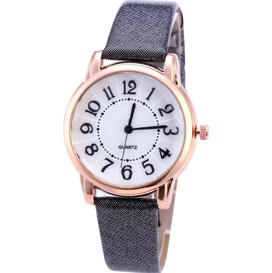 Elegant Casual Leather Strap Quartz Watch