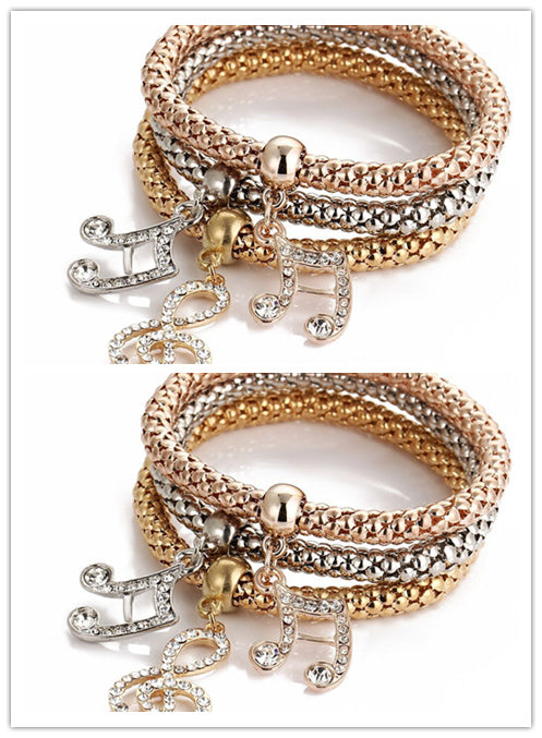 Tricolor Stretch Popcorn Chain Bracelet Set