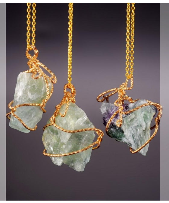 Natural Irregular Crystal Rough Necklace - Unique Stone Pendant