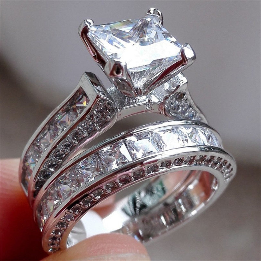 Princess Cut CZ Couple Rings