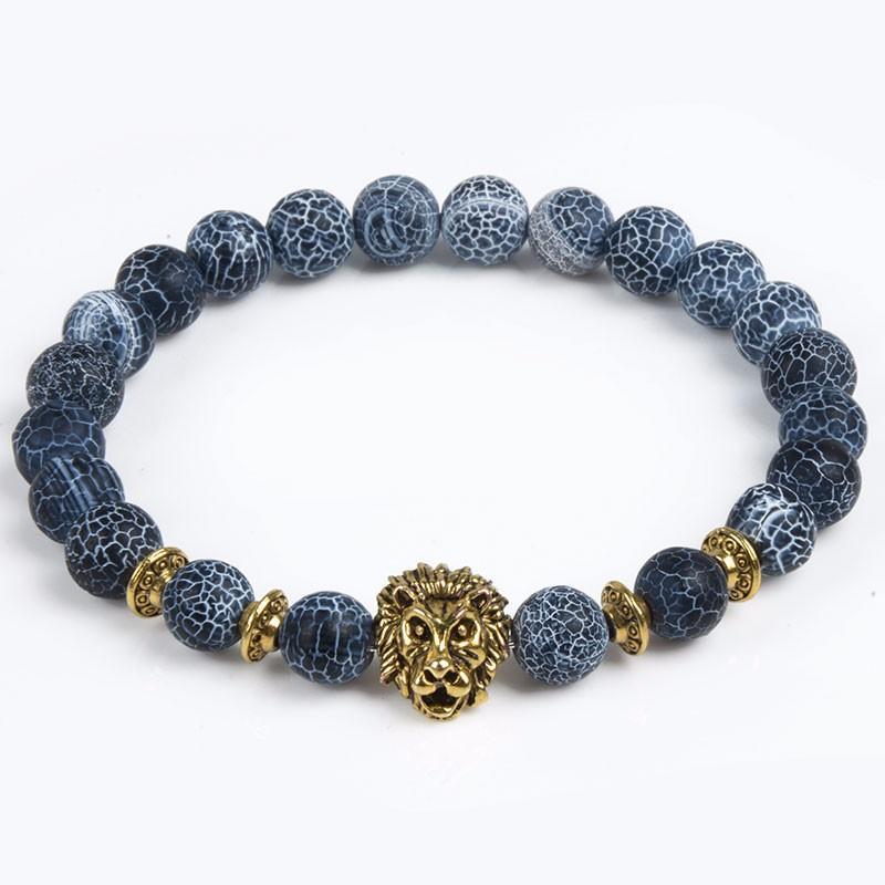 Majestic Lion Carved Stone Bracelet