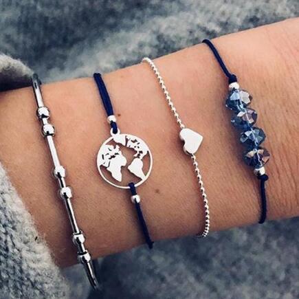 Celestial Charm Bead Chain Bracelet Set