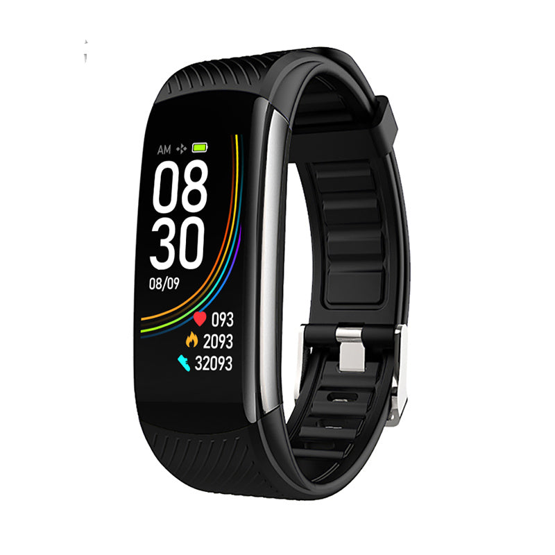 Black Multifunctional Smart Watch: Waterproof & Temperature Sensing