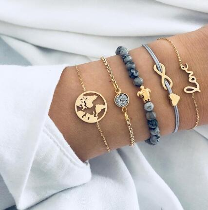 Celestial Charm Bead Chain Bracelet Set