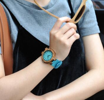 Natural Ebony & Leather Couple's Watch
