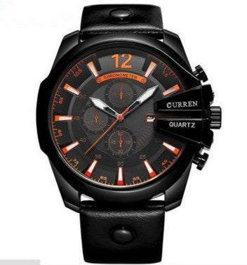 Fashionable Large Dial Decorated Three-Eye Men's Watch