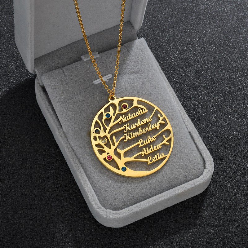 Personalized Golden Tree of Life Name Necklace