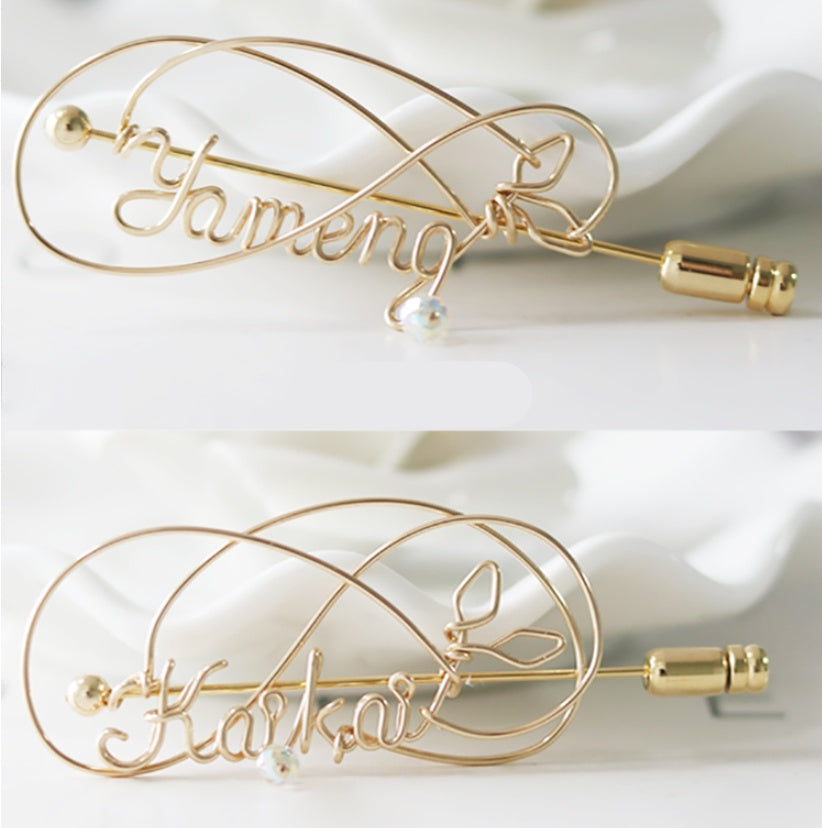 Custom Name Brooch: Personalized 14K Gold Letter Pin