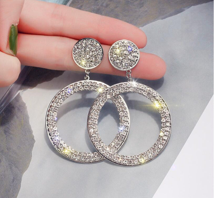 Exaggerated Geometric Circle Hook Earrings