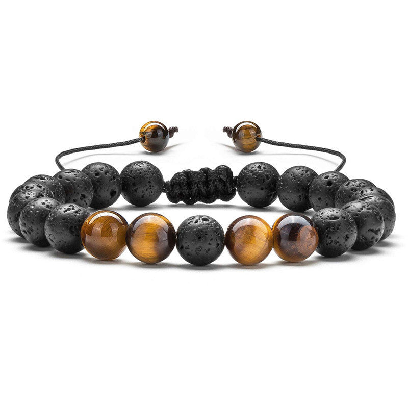 Striking Tiger Eye & Matte Black Agate Couple Bracelets