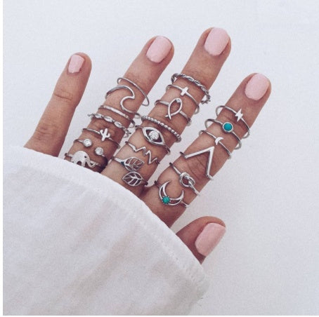 Gold Boho & Vintage Stackable Ring Set