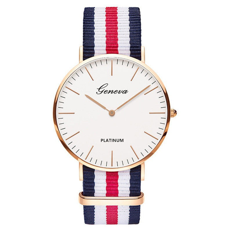 Striped Nylon Unisex Quartz Watch