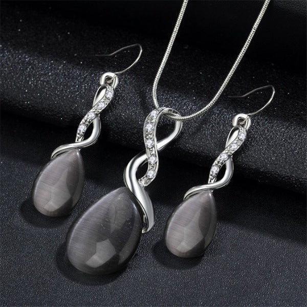 Elegant Opal Water Drop Jewelry Set